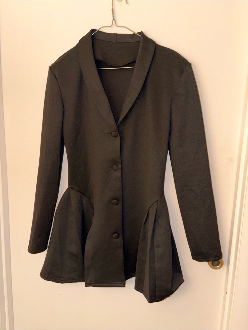 Women's Black Peplum Long Sleeve Suit Dress